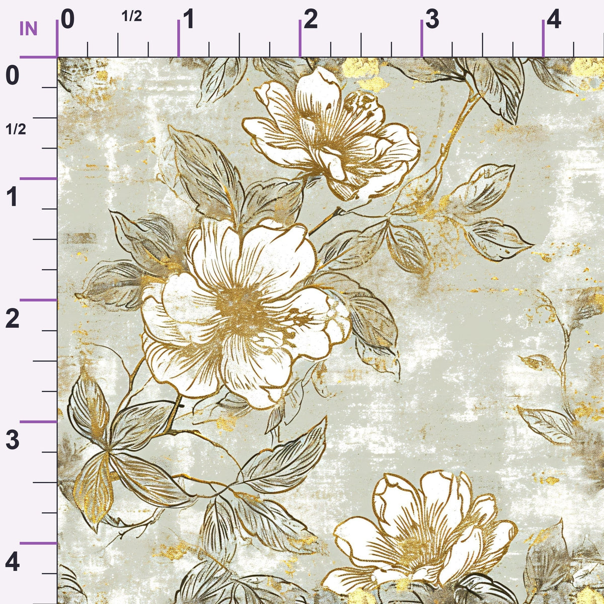 Gilded Fresco Blooms Pattern 3 Minky Fabric