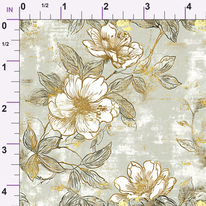 Gilded Fresco Blooms Pattern 3 Minky Fabric