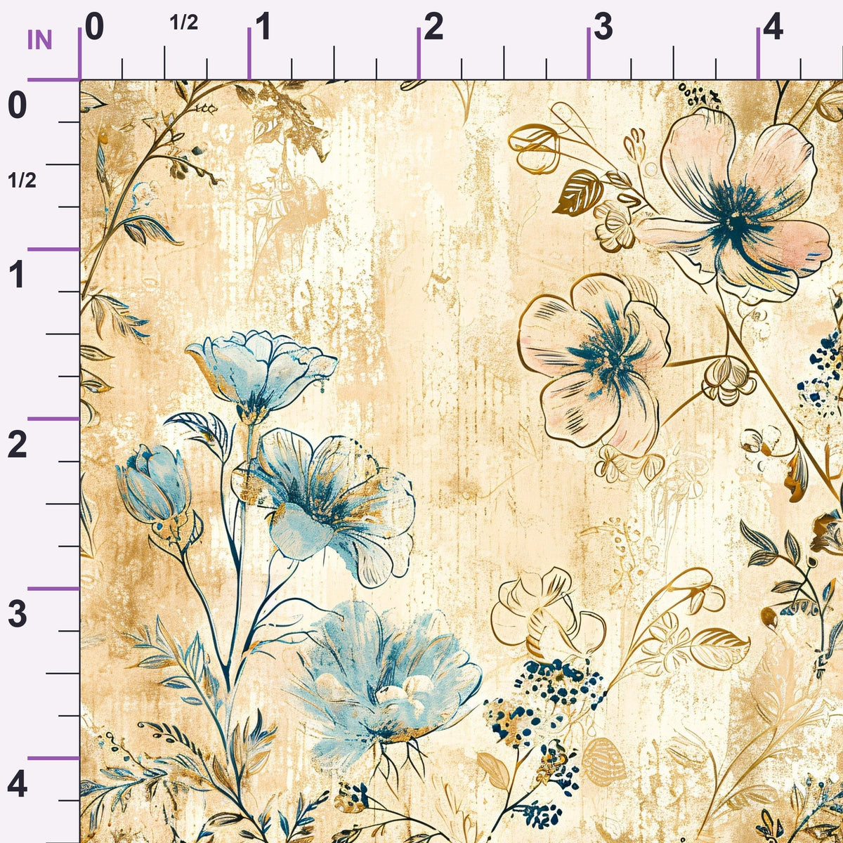 Gilded Fresco Blooms Pattern 5 Minky Fabric