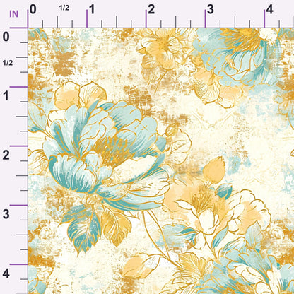 Gilded Fresco Blooms Pattern 9 Minky Fabric