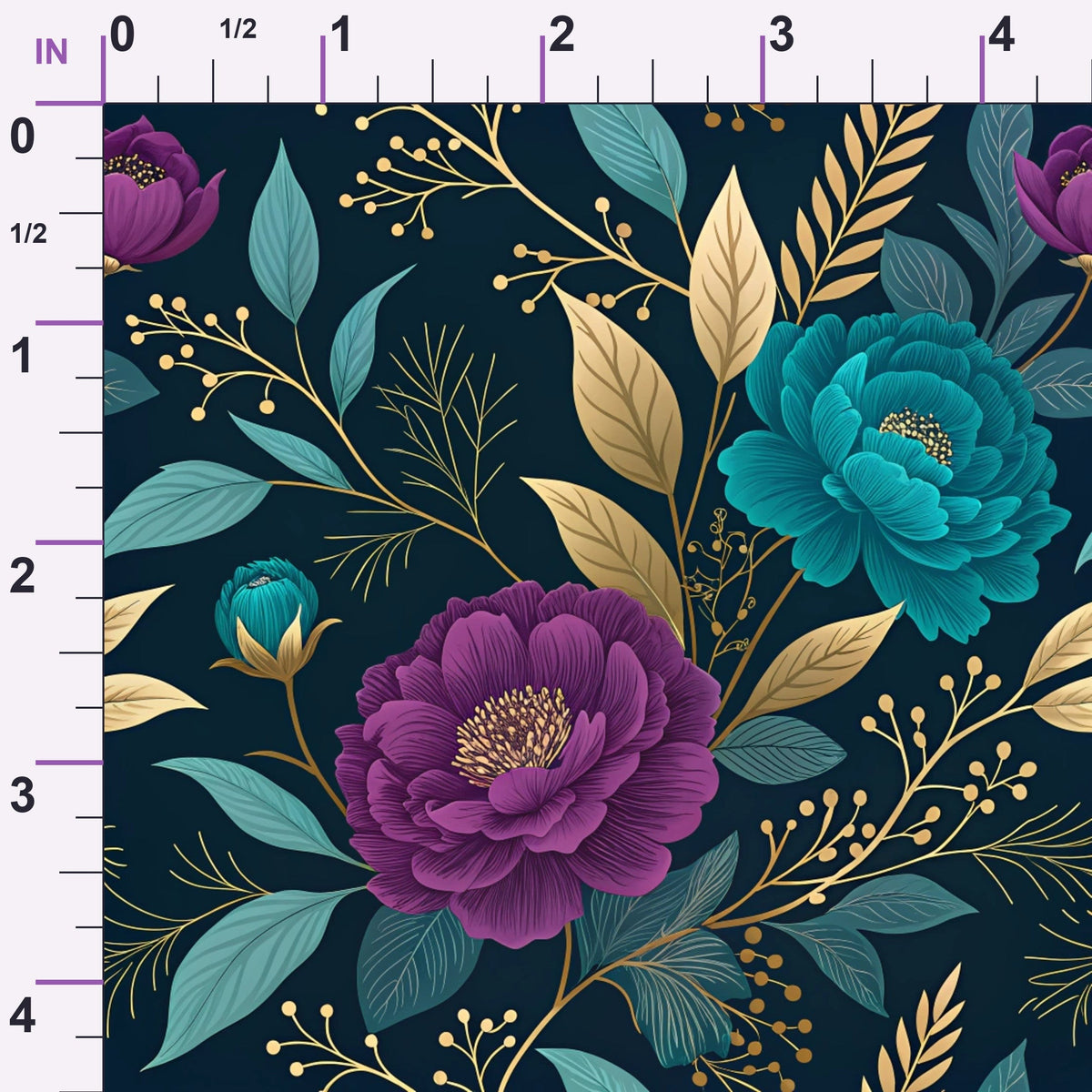 Gilded Fuchsia Garden Pattern 10 Minky Fabric