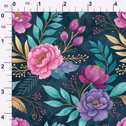 Gilded Fuchsia Garden Pattern 13 Minky Fabric