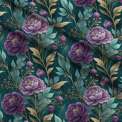 Gilded Fuchsia Garden Pattern 14 Minky Fabric