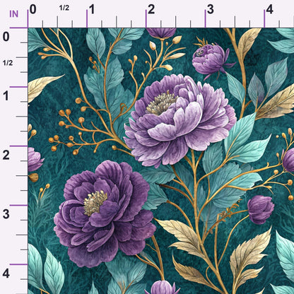 Gilded Fuchsia Garden Pattern 14 Minky Fabric