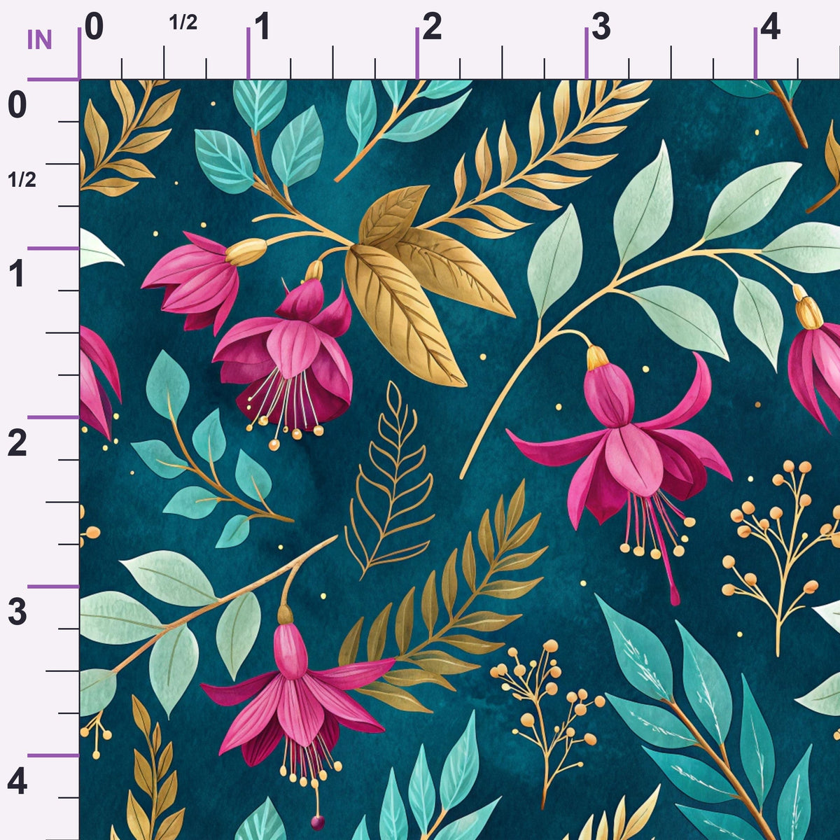 Gilded Fuchsia Garden Pattern 16 Minky Fabric