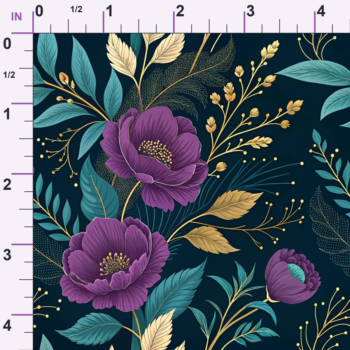 Gilded Fuchsia Garden Pattern 18 Minky Fabric