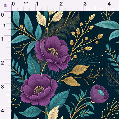 Gilded Fuchsia Garden Pattern 18 Minky Fabric