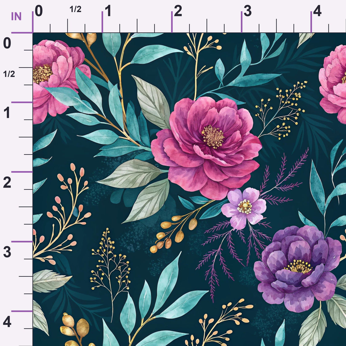 Gilded Fuchsia Garden Pattern 2 Minky Fabric