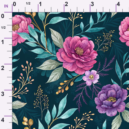 Gilded Fuchsia Garden Pattern 2 Minky Fabric