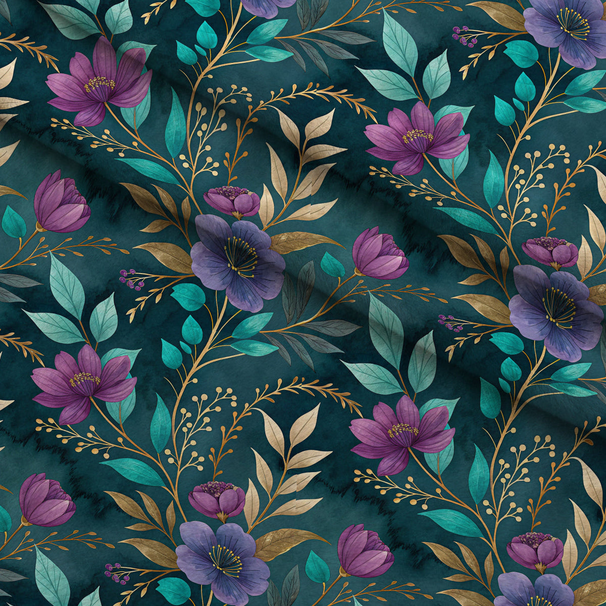 Gilded Fuchsia Garden Pattern 21 Minky Fabric