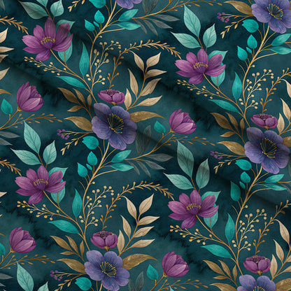 Gilded Fuchsia Garden Pattern 21 Minky Fabric
