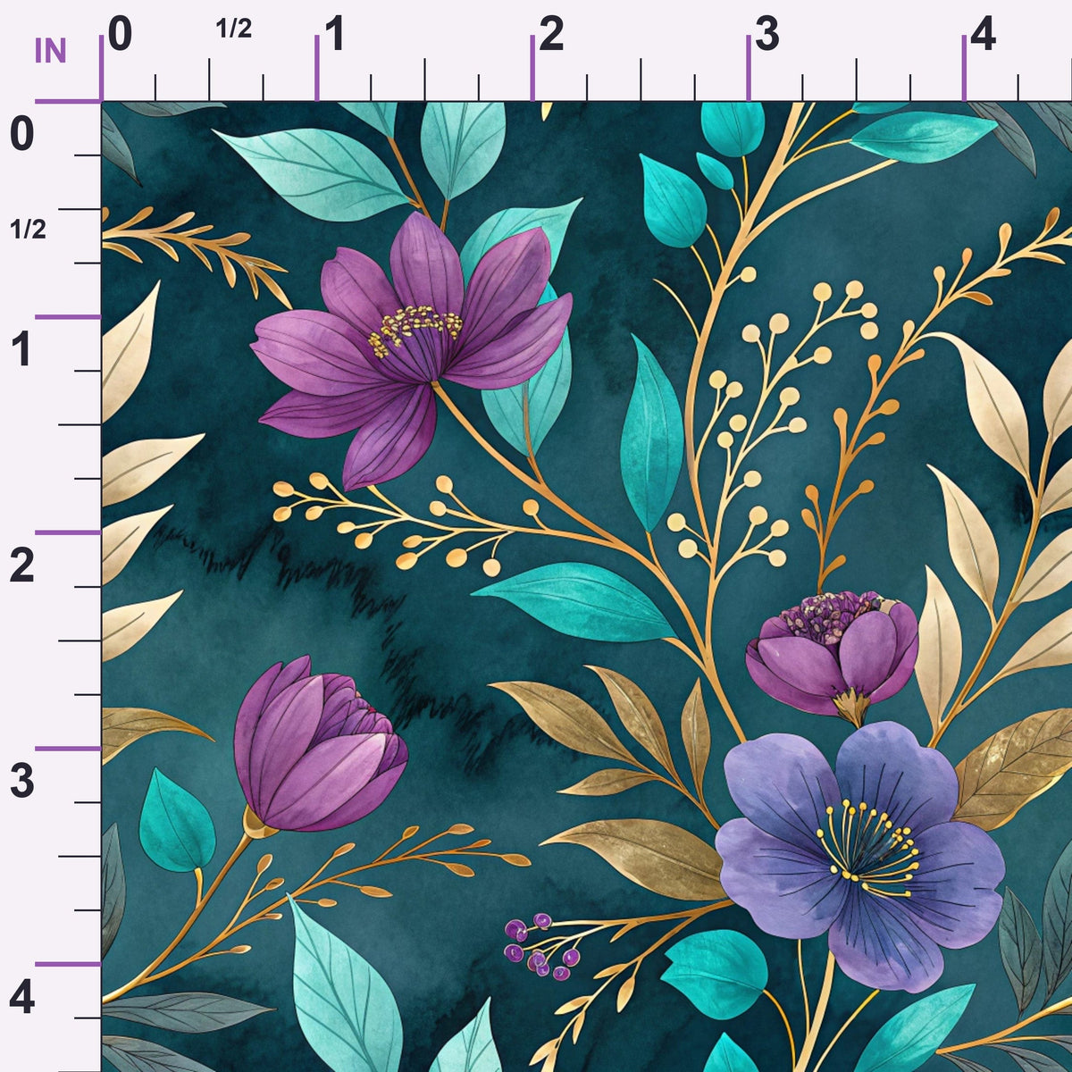 Gilded Fuchsia Garden Pattern 21 Minky Fabric