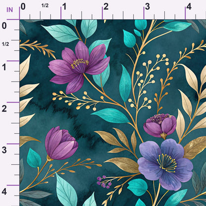 Gilded Fuchsia Garden Pattern 21 Minky Fabric