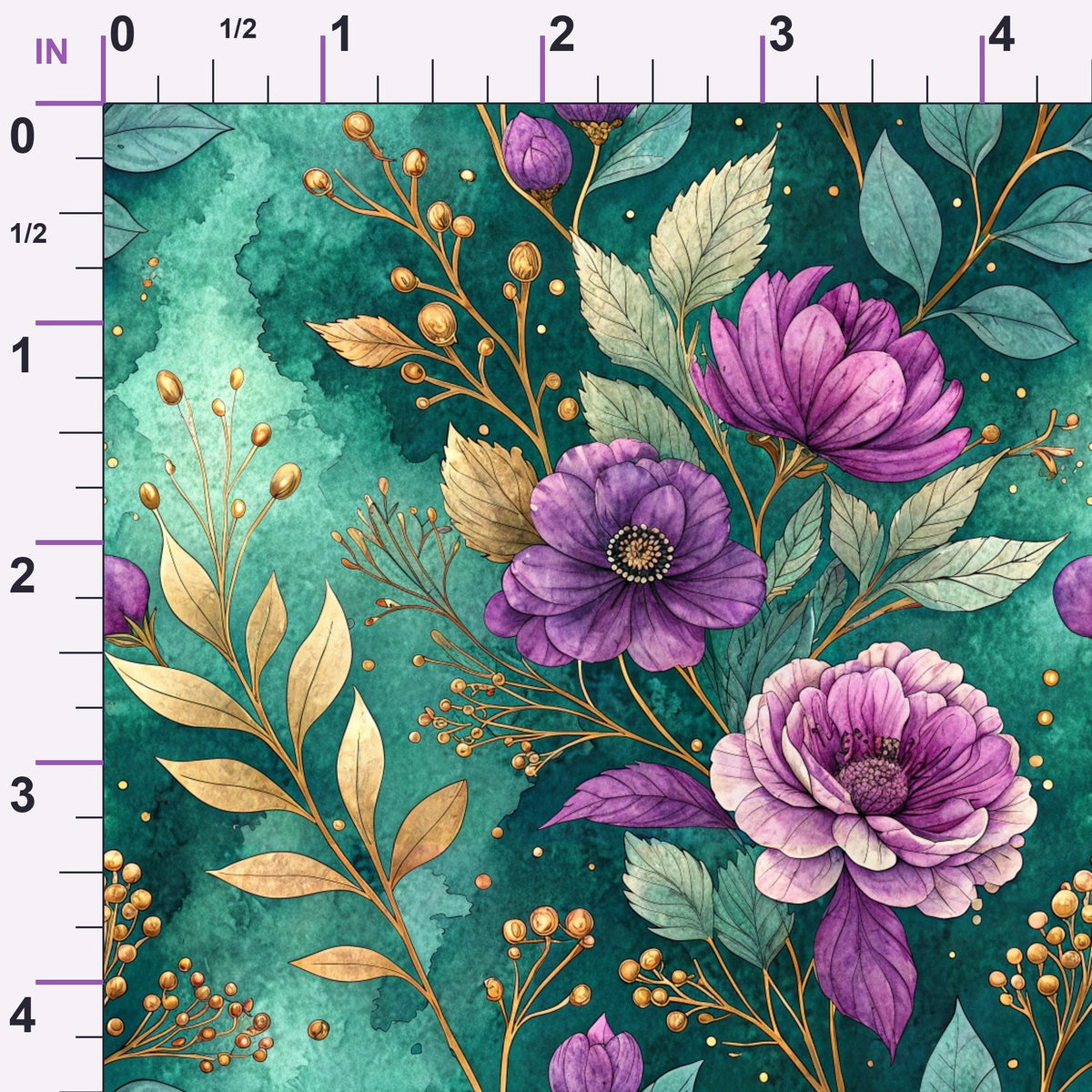 Gilded Fuchsia Garden Pattern 24 Minky Fabric