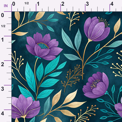 Gilded Fuchsia Garden Pattern 28 Minky Fabric