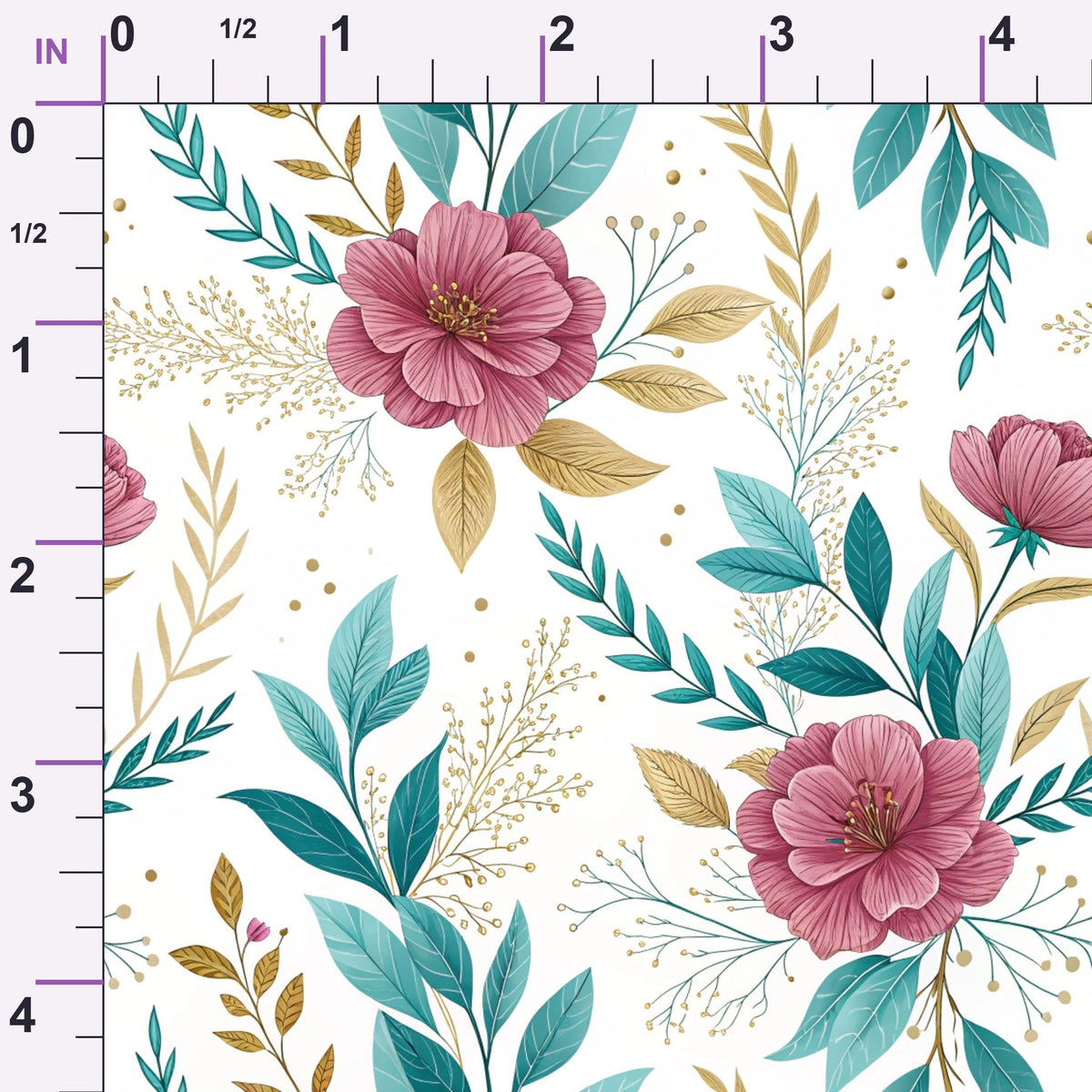 Gilded Fuchsia Garden Pattern 8 Minky Fabric