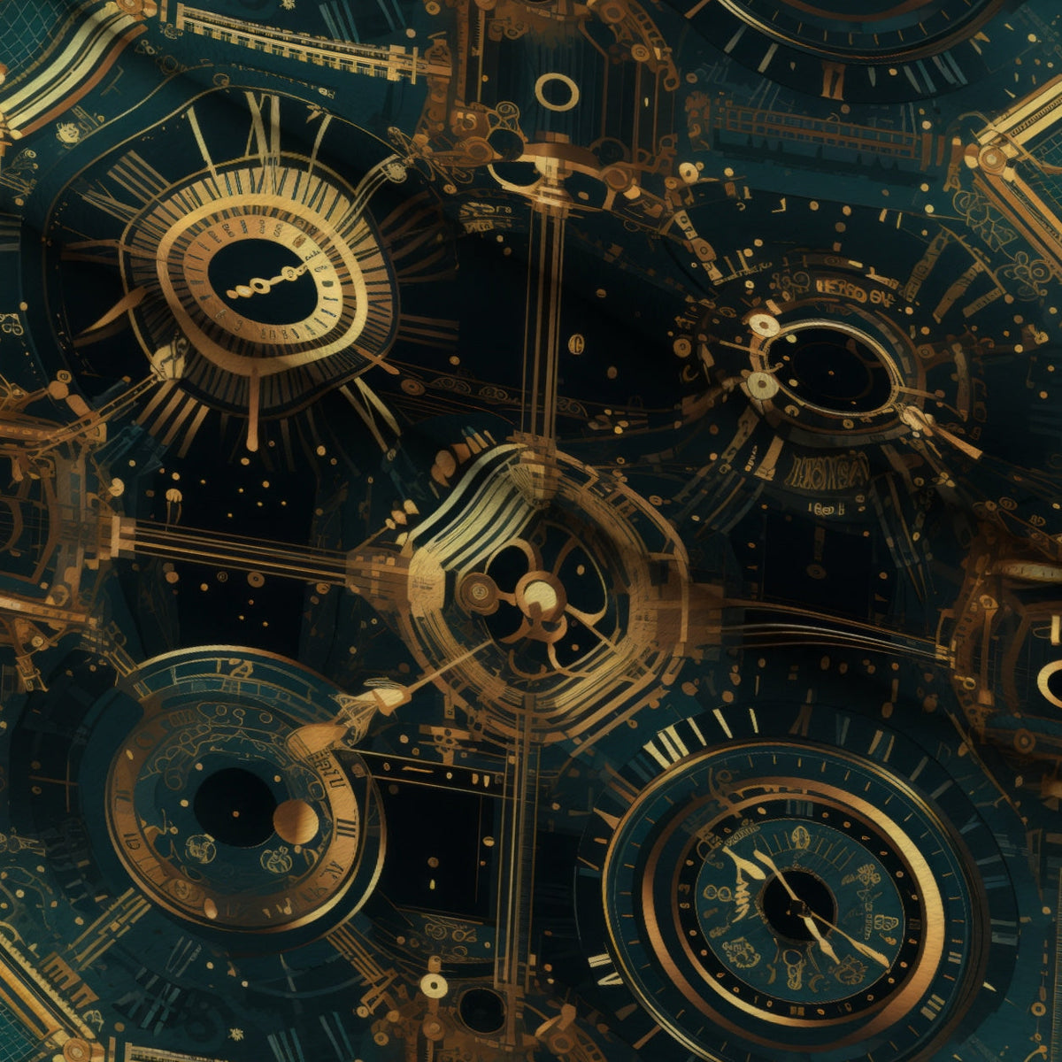 Gilded Gears Pattern 1 Minky Fabric