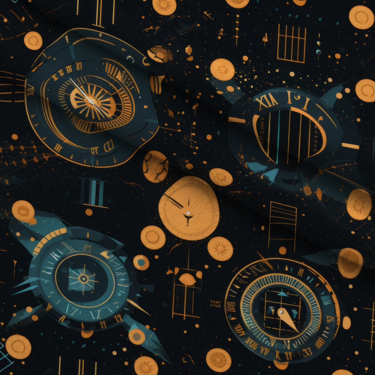 Gilded Gears Pattern 4 Minky Fabric