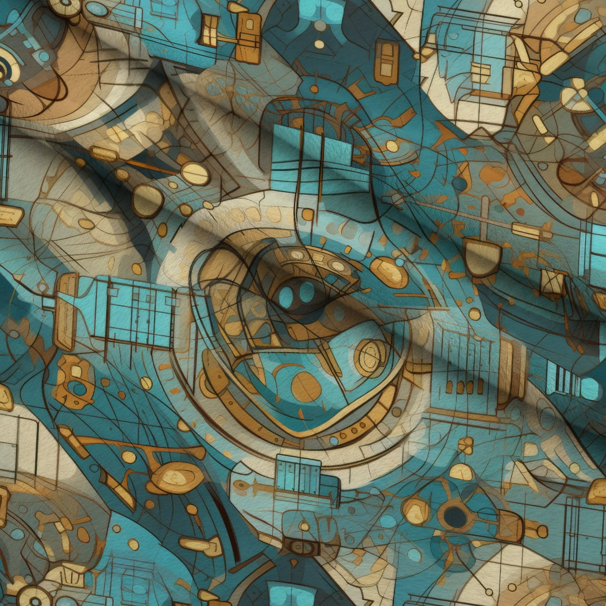 Gilded Gears Pattern 6 Minky Fabric