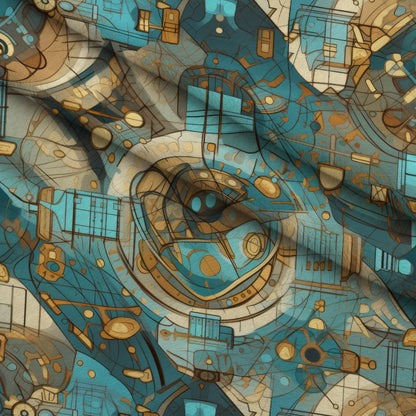 Gilded Gears Pattern 6 Minky Fabric