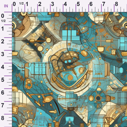 Gilded Gears Pattern 6 Minky Fabric
