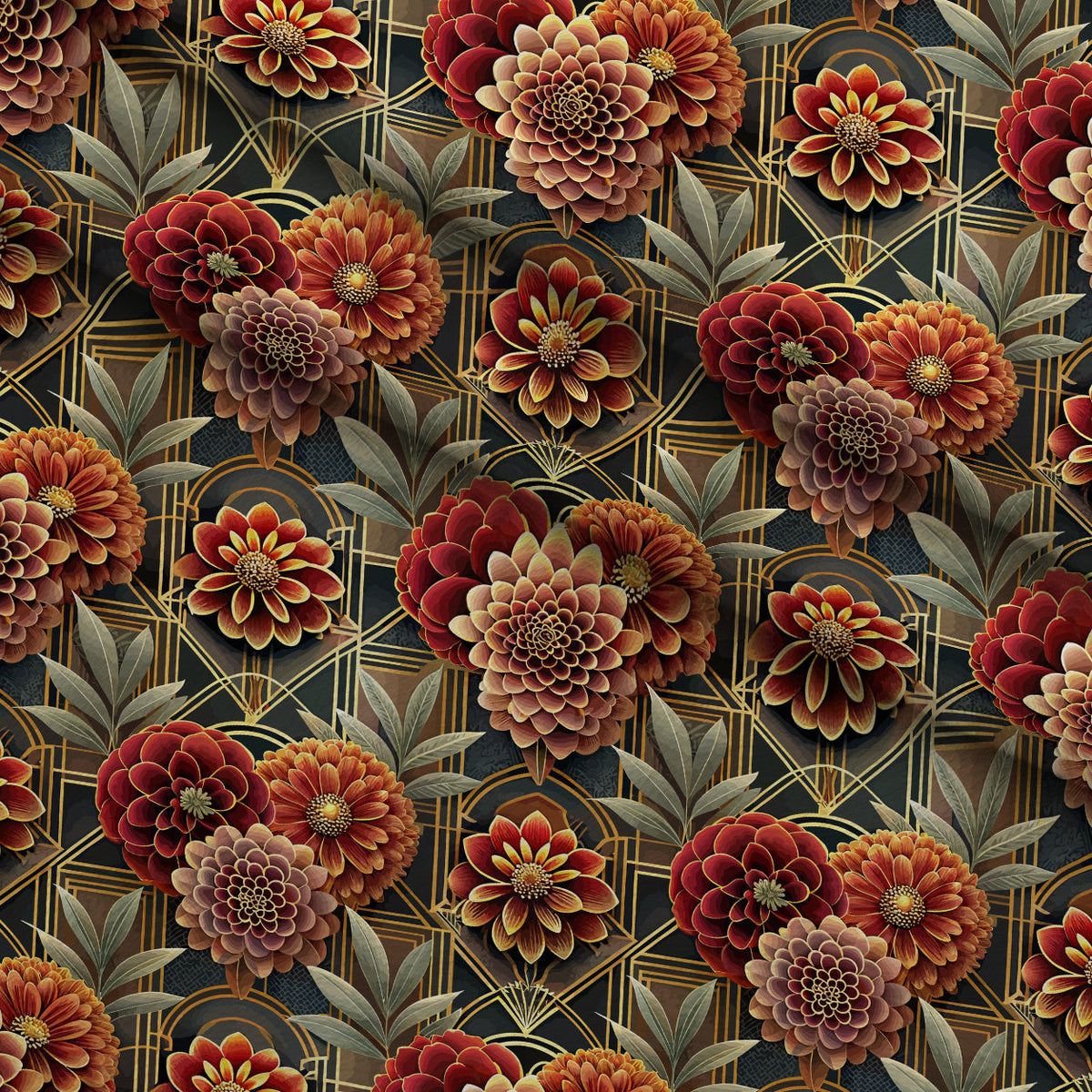 Gilded Jade Blooms Pattern 10 Minky Fabric