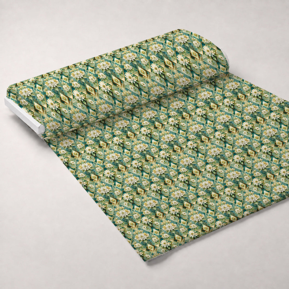 Gilded Jade Blooms Pattern 101 Minky Fabric