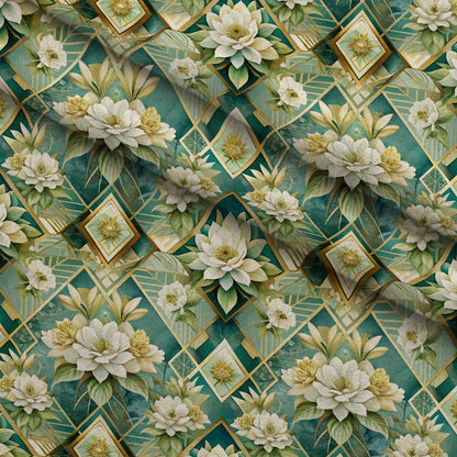 Gilded Jade Blooms Pattern 101 Minky Fabric