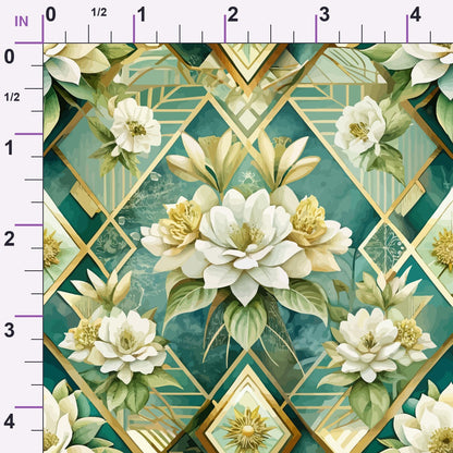 Gilded Jade Blooms Pattern 101 Minky Fabric