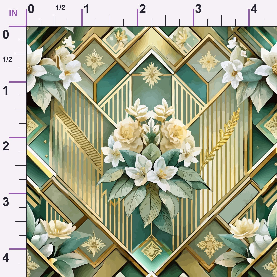 Gilded Jade Blooms Pattern 102 Minky Fabric