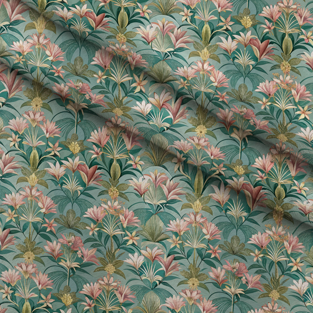 Gilded Jade Blooms Pattern 16 Minky Fabric