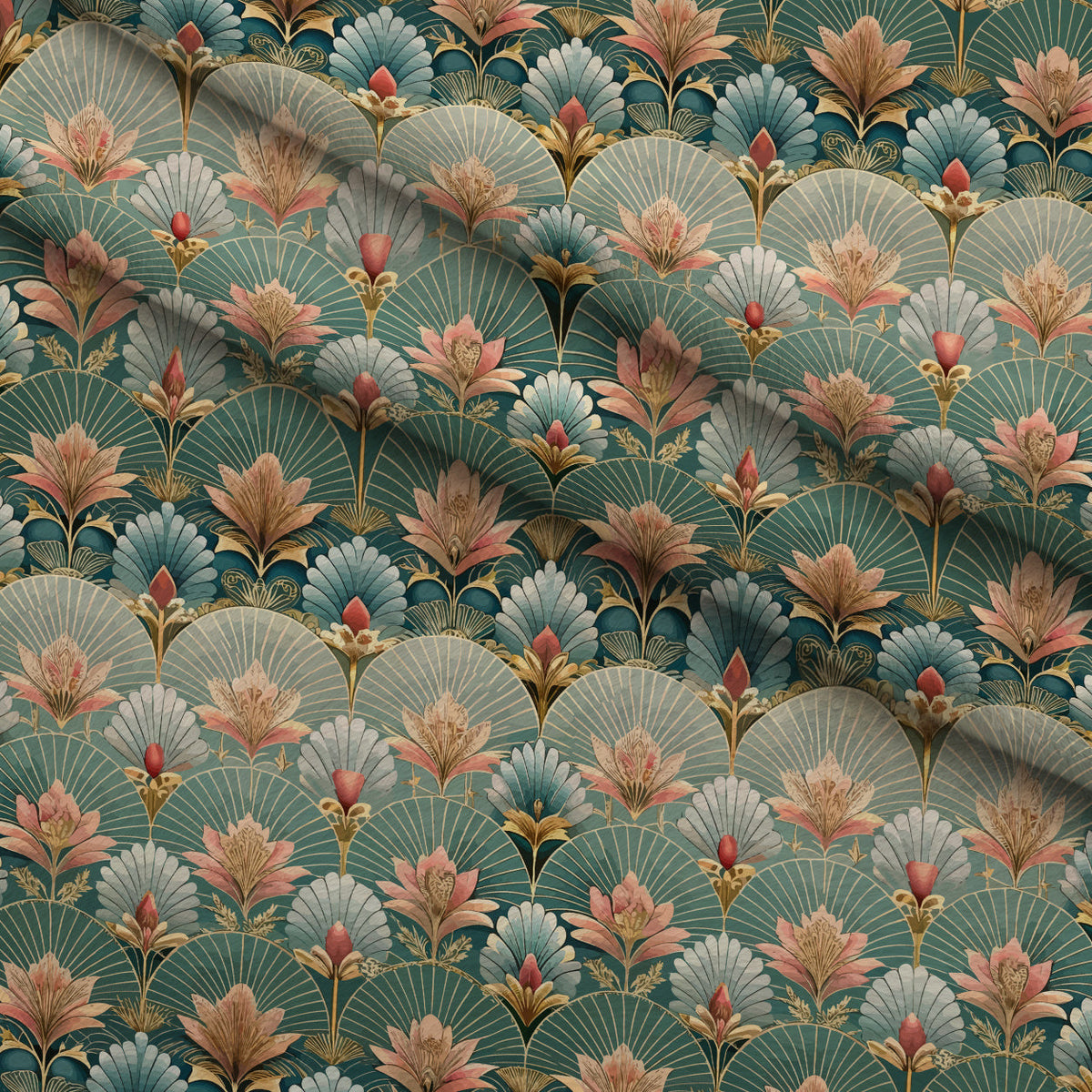 Gilded Jade Blooms Pattern 17 Minky Fabric
