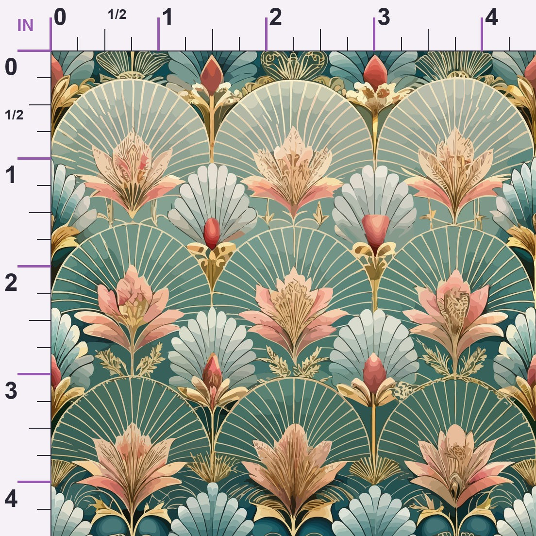 Gilded Jade Blooms Pattern 17 Minky Fabric