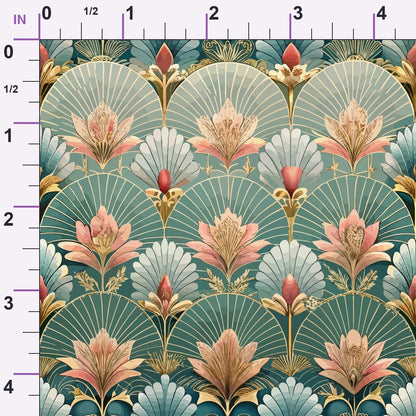 Gilded Jade Blooms Pattern 17 Minky Fabric