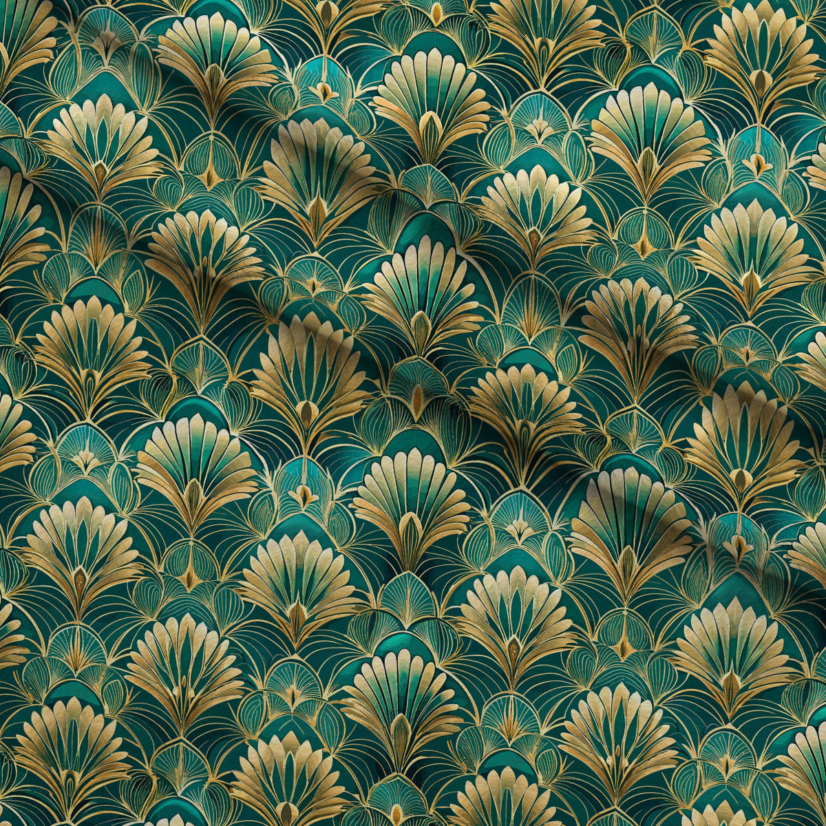 Gilded Jade Blooms Pattern 18 Minky Fabric