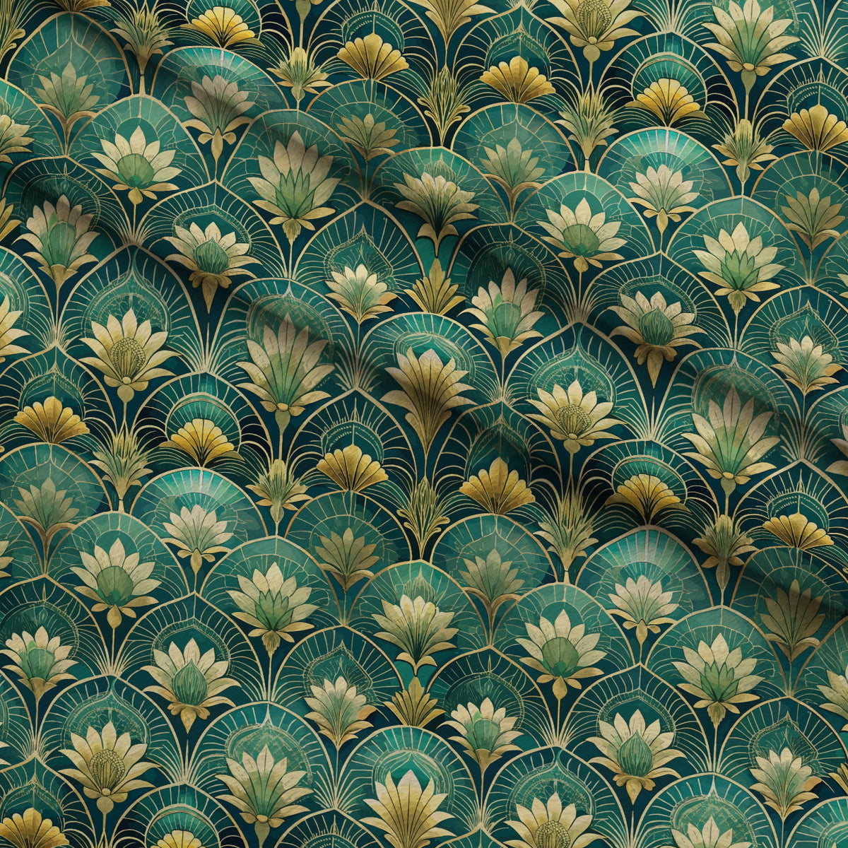 Gilded Jade Blooms Pattern 19 Minky Fabric