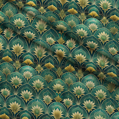 Gilded Jade Blooms Pattern 19 Minky Fabric