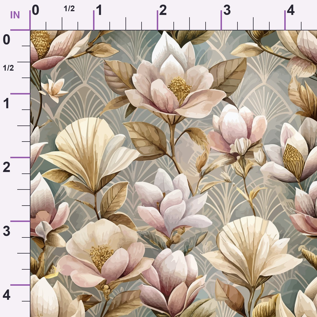 Gilded Jade Blooms Pattern 20 Minky Fabric