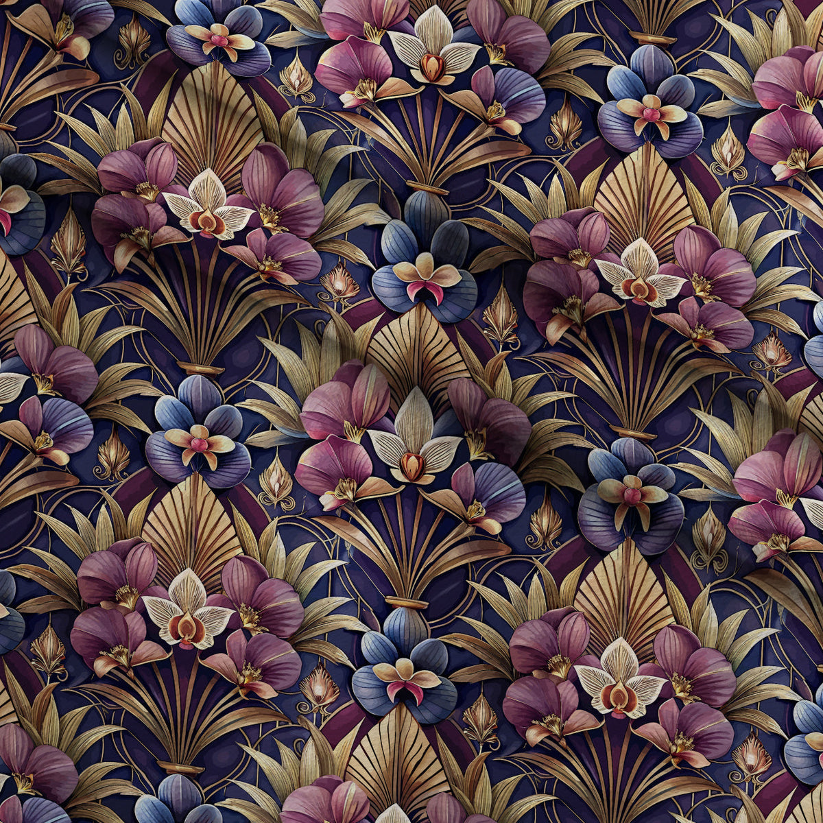 Gilded Jade Blooms Pattern 23 Minky Fabric
