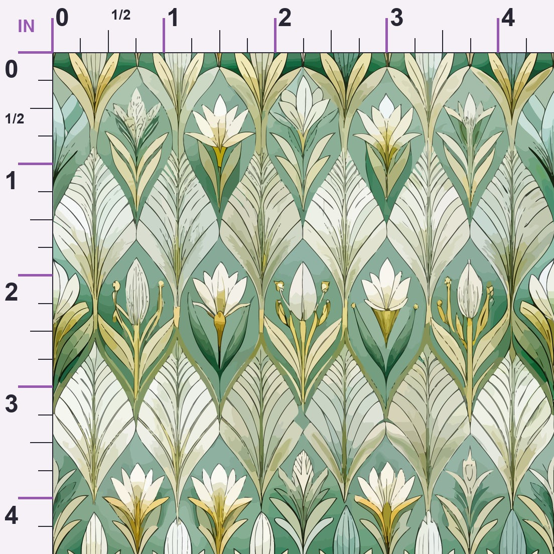 Gilded Jade Blooms Pattern 24 Minky Fabric