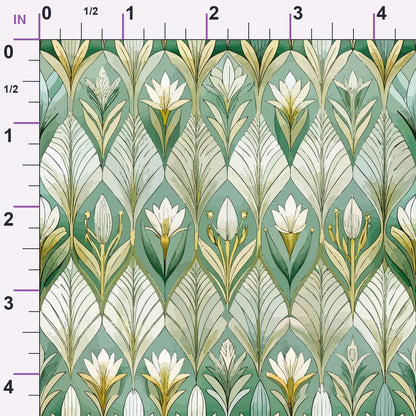 Gilded Jade Blooms Pattern 24 Minky Fabric