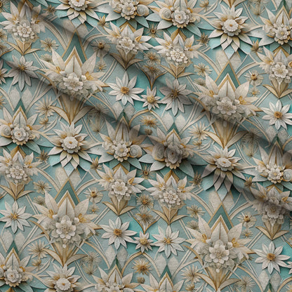 Gilded Jade Blooms Pattern 3 Minky Fabric