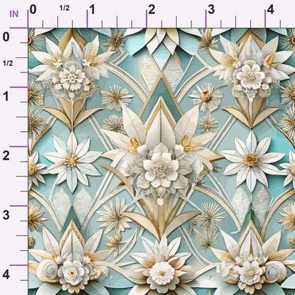 Gilded Jade Blooms Pattern 3 Minky Fabric