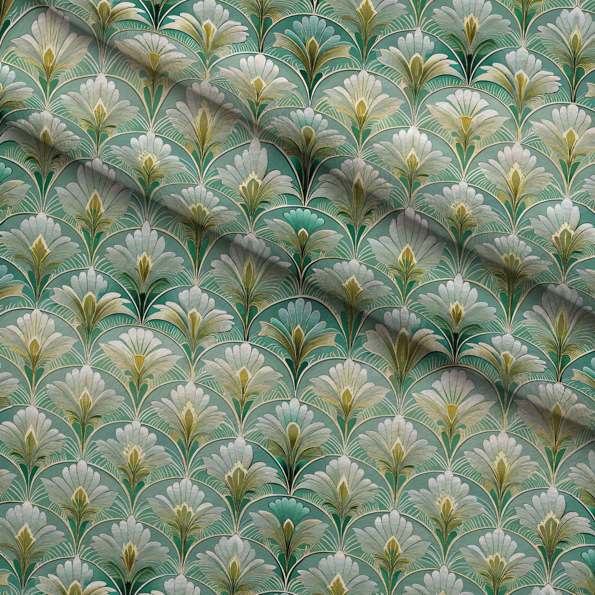 Gilded Jade Blooms Pattern 4 Minky Fabric