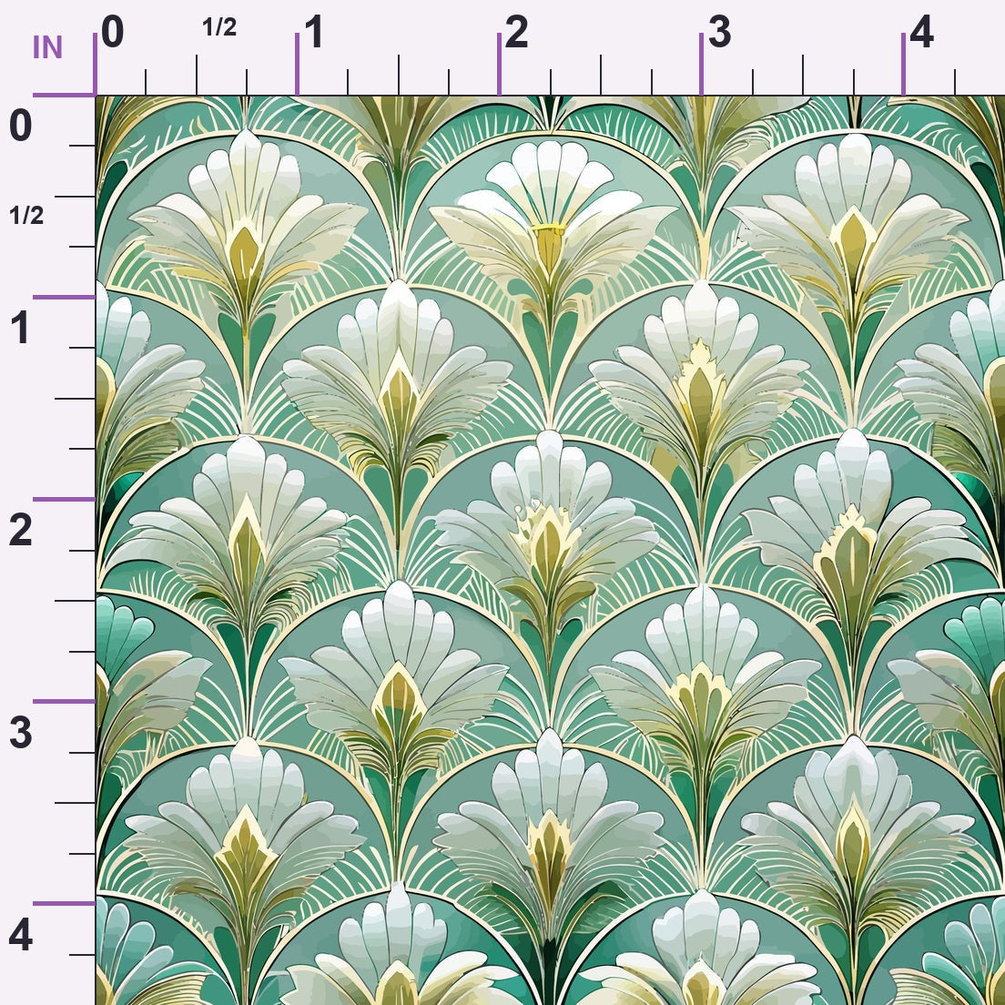 Gilded Jade Blooms Pattern 4 Minky Fabric