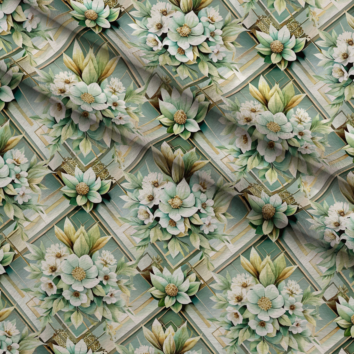 Gilded Jade Blooms Pattern 40 Minky Fabric