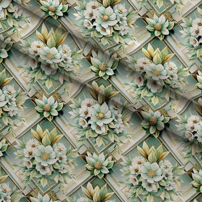 Gilded Jade Blooms Pattern 40 Minky Fabric
