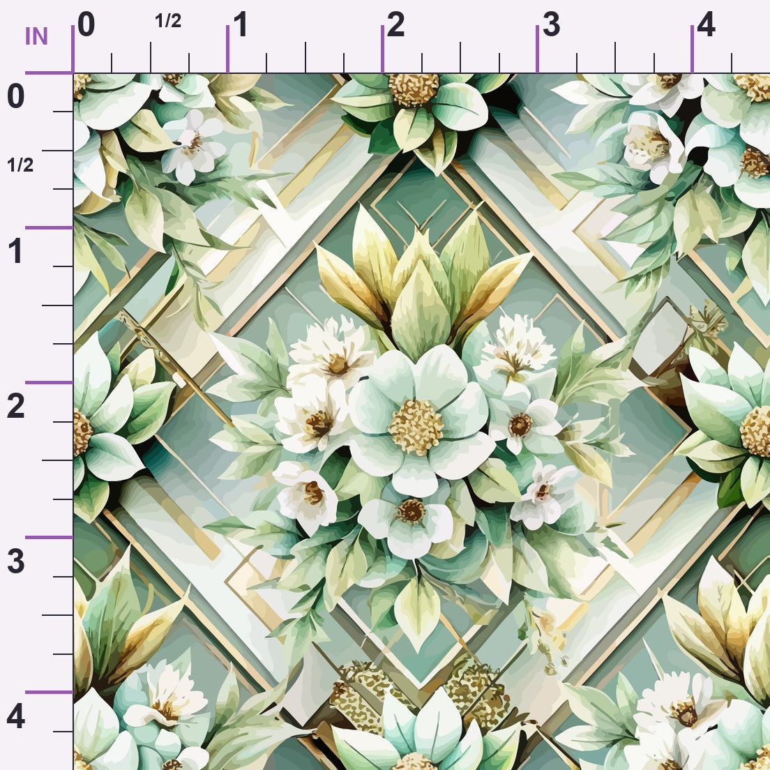 Gilded Jade Blooms Pattern 40 Minky Fabric