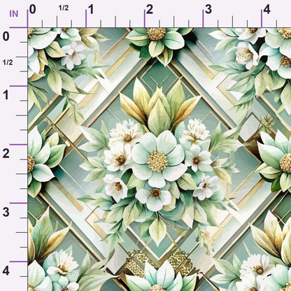 Gilded Jade Blooms Pattern 40 Minky Fabric