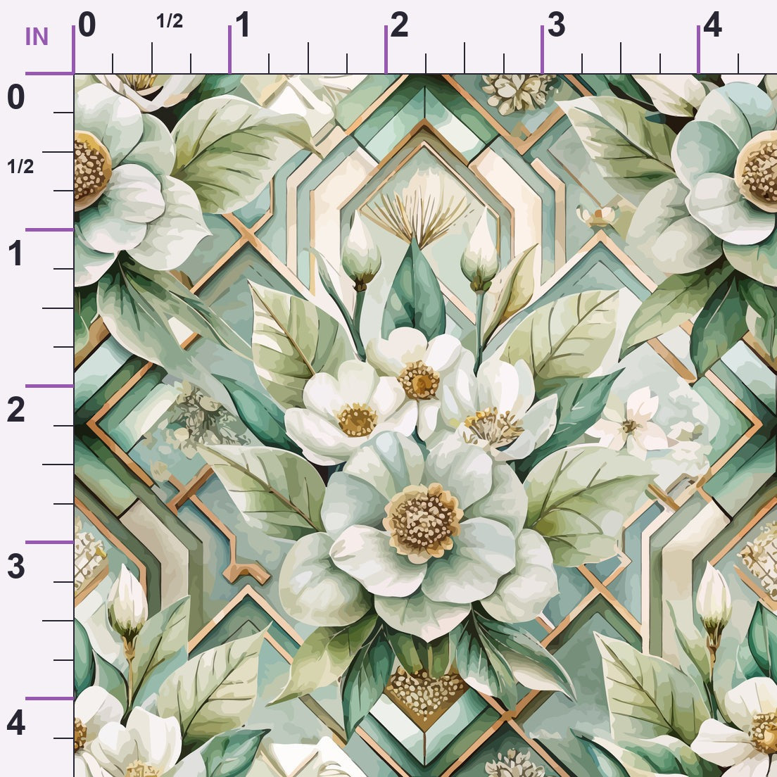 Gilded Jade Blooms Pattern 41 Minky Fabric